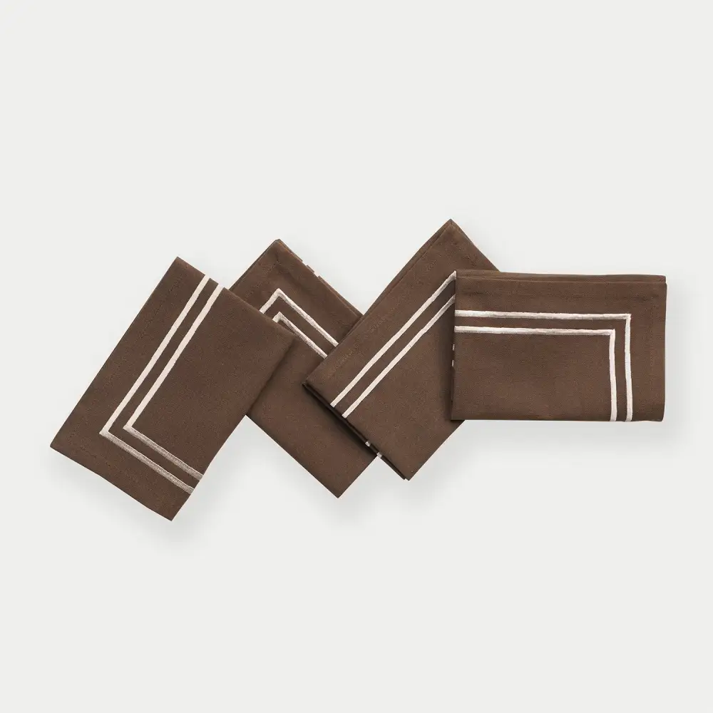 Brown Embroidered Cotton Napkins