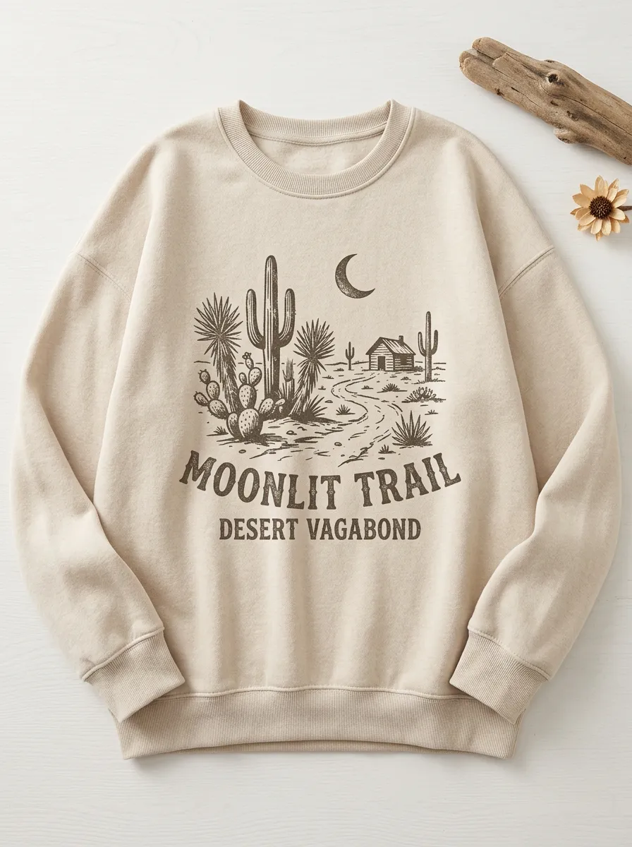 Desert-Inspired Cactus Desert Western Graphic Sweatshirt