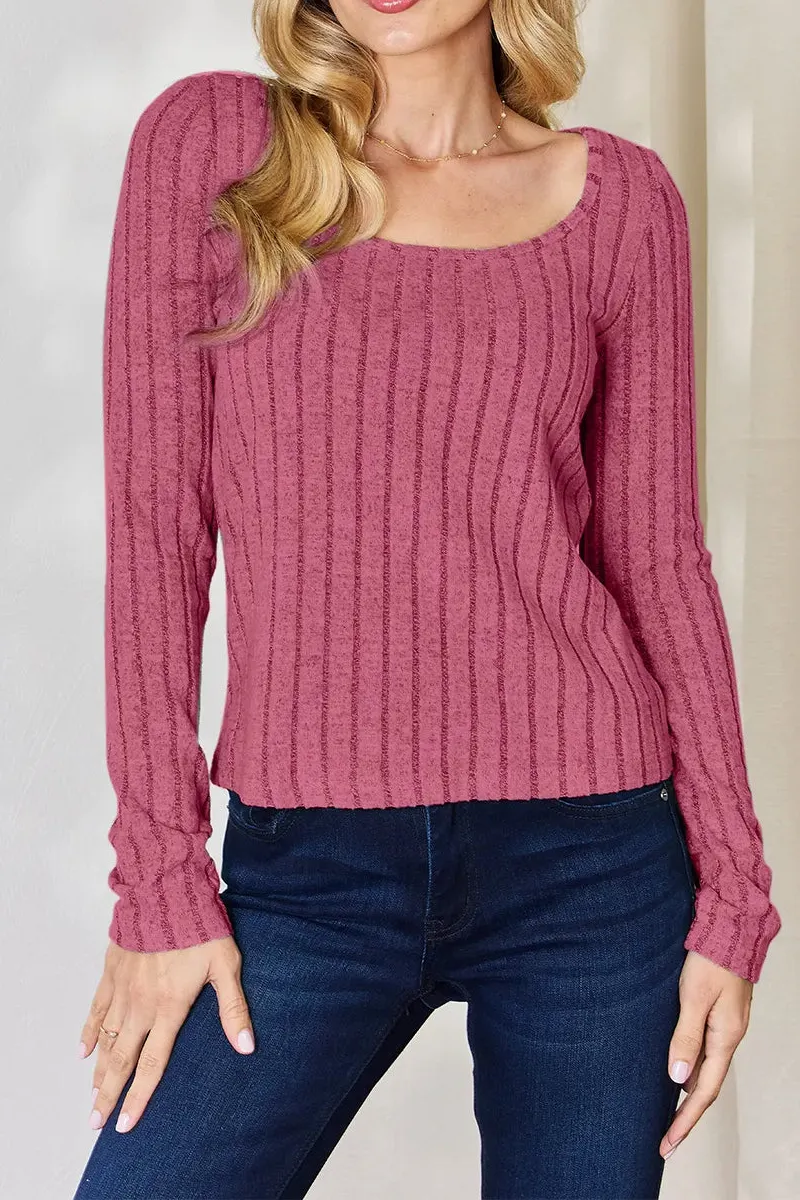 Full Size Ribbed Long Sleeve T-Shirt