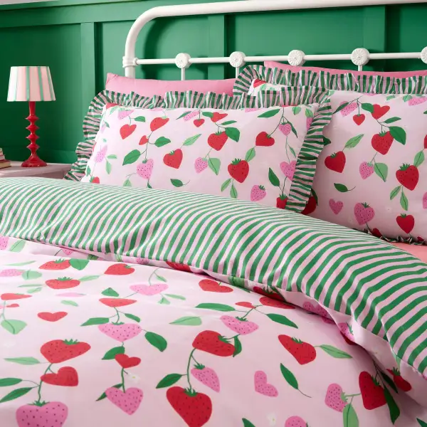 Frilled Stripe Polycotton Duvet Cover Set