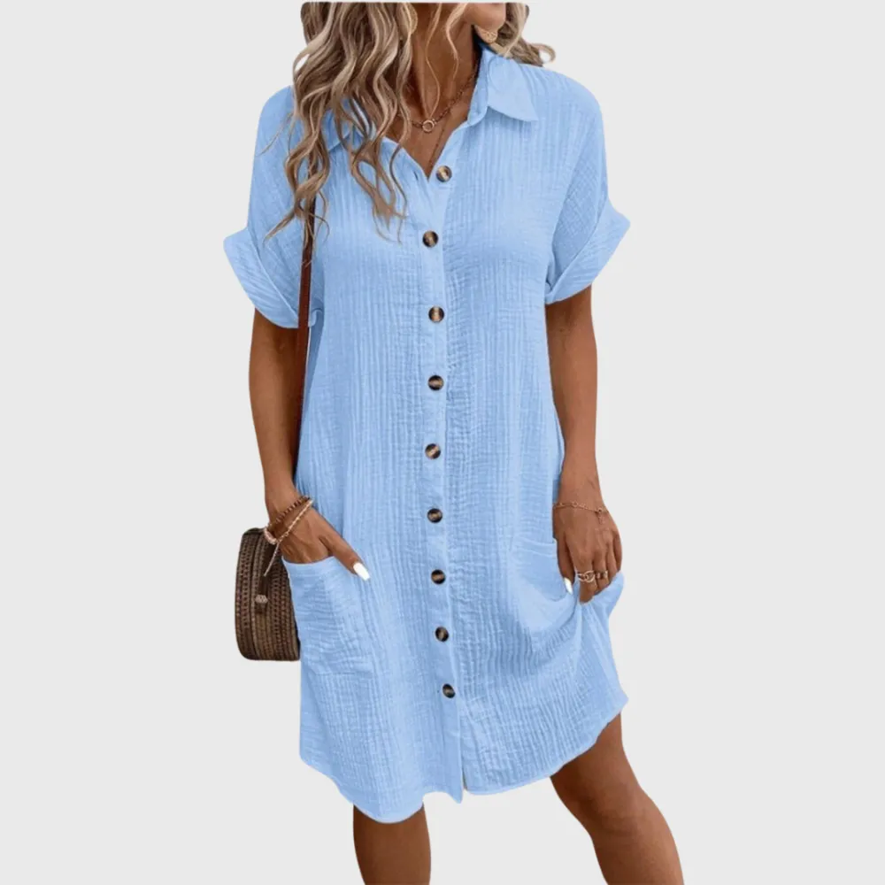 Pocket Detail Shirt Style Relaxed Casual Dress