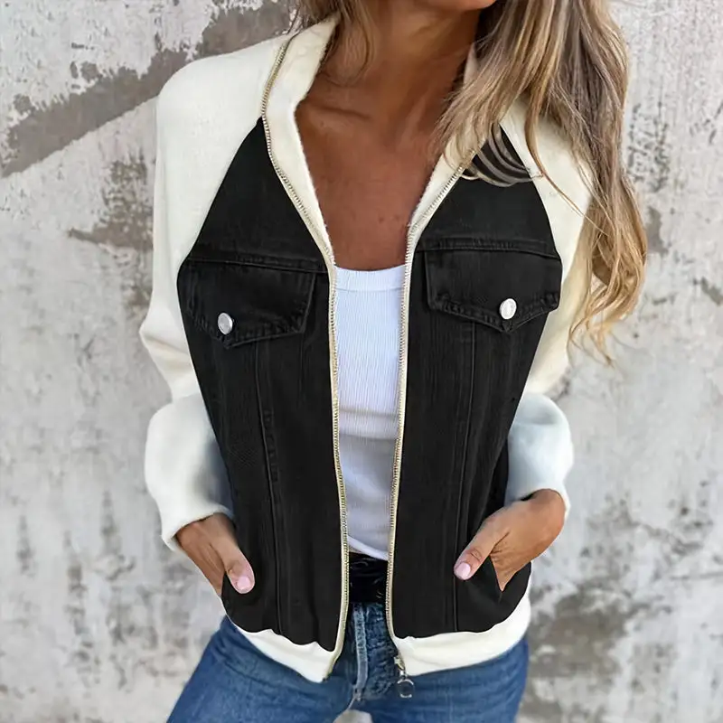 Patchwork Denim Zip Jacket