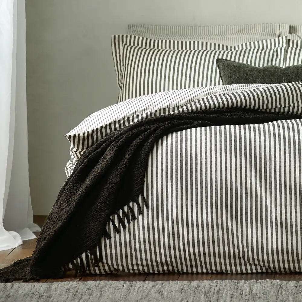 Timeless Bedroom Reversible Stripe Cotton Duvet Cover Set