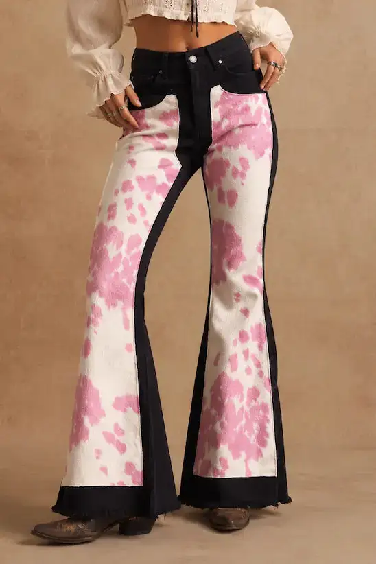 Western Style Bell Bottom Casual Denim Jeans