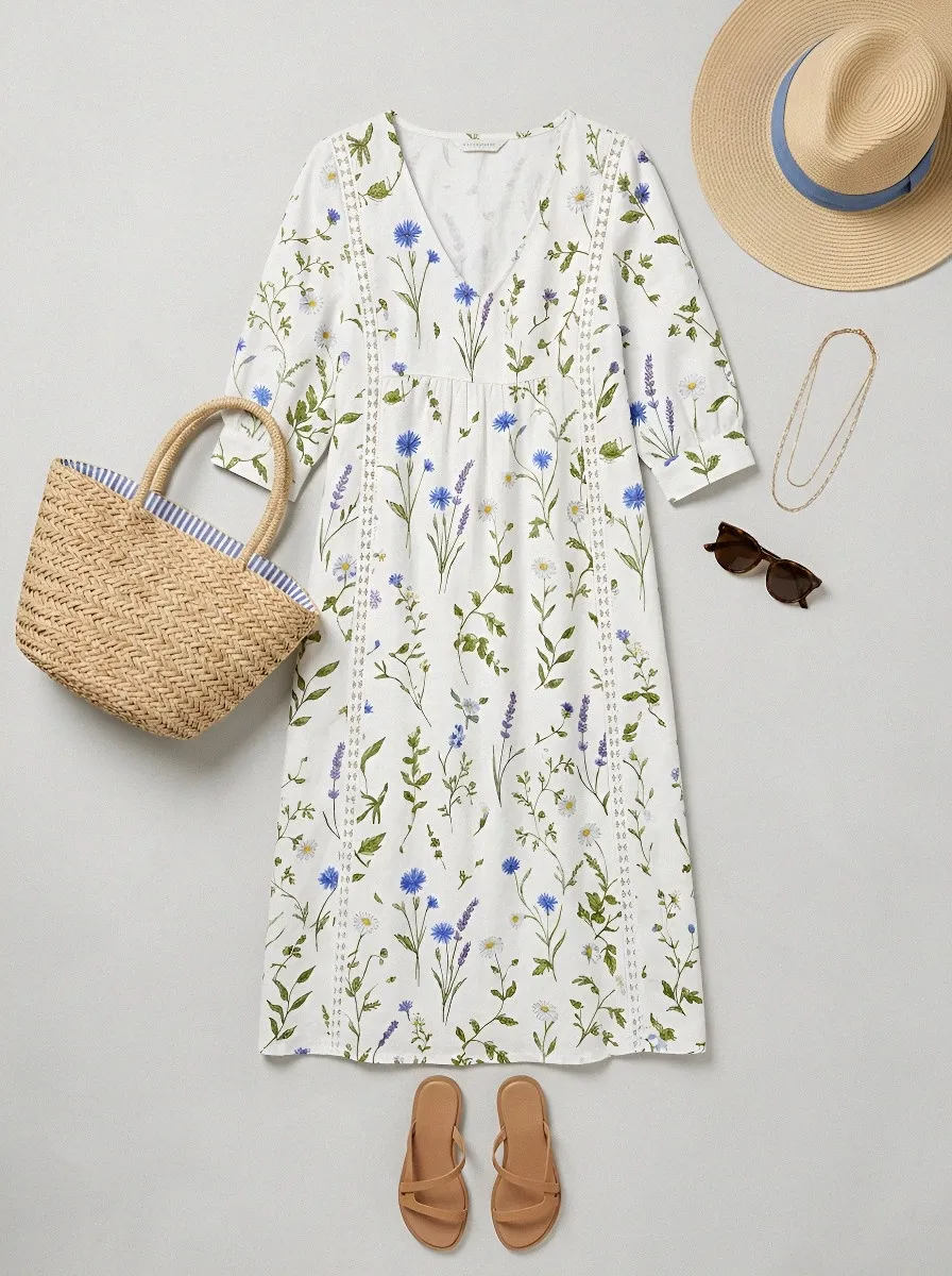 Women's Summer Vacation Wildflower Floral Printed Dress