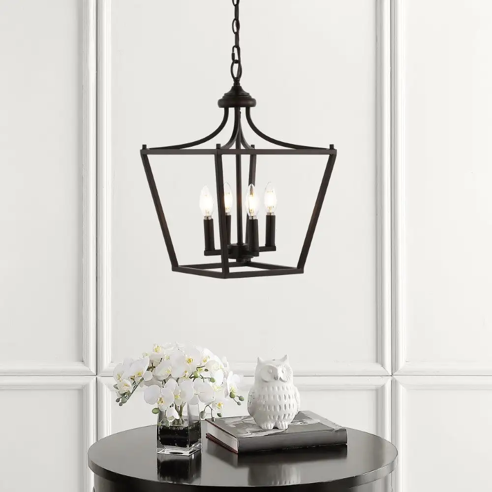 Four-Light Iron Classic Midcentury Pendant Lantern