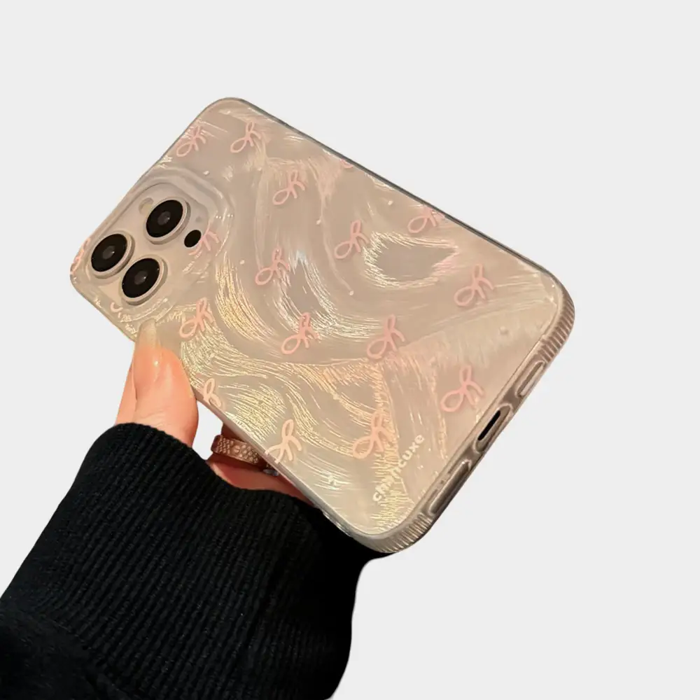 Bow Cat Textured Wave Textured Phone Case