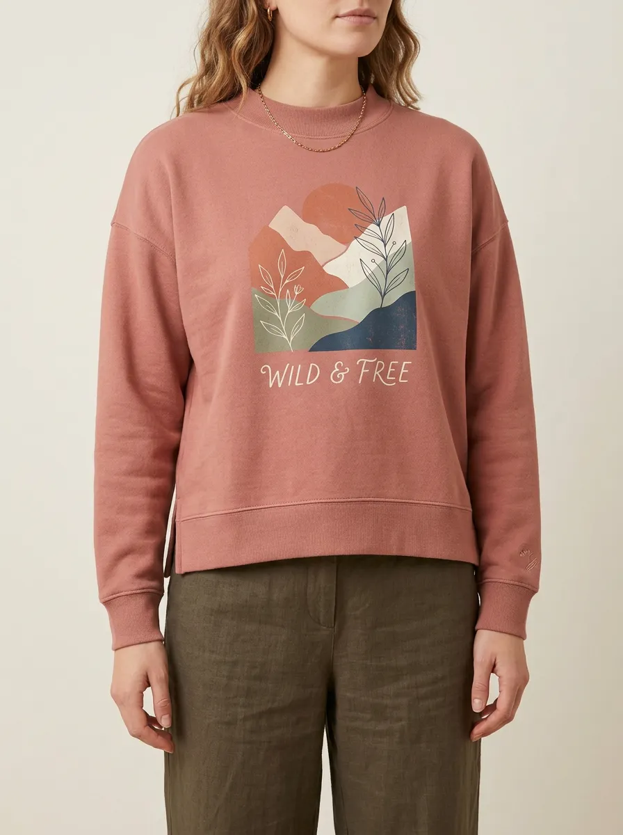 Women's Wild & Free Nature Landscape Botanical Printed Sweatshirt