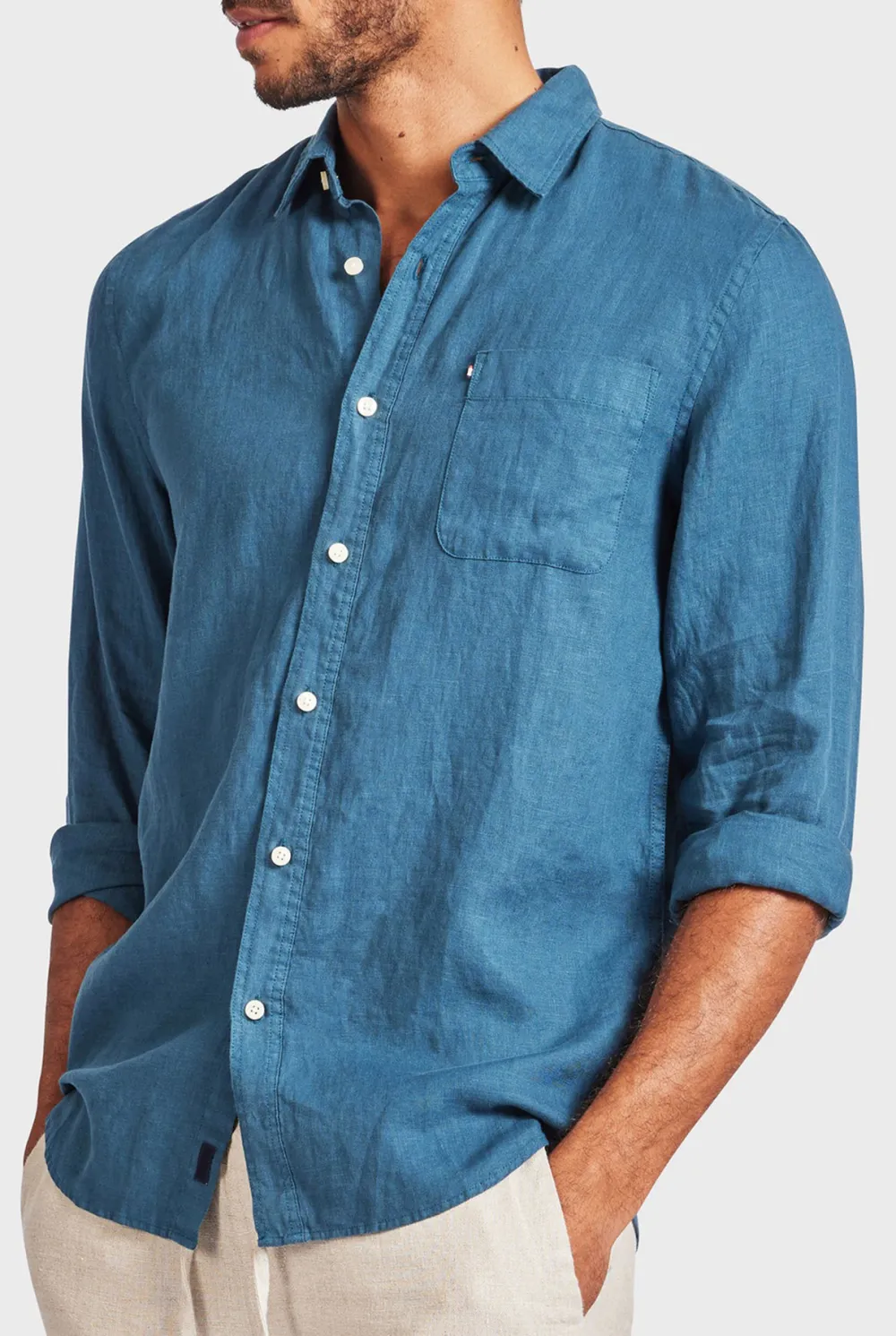 Abstract Stripe Linen Casual Button Up Shirt
