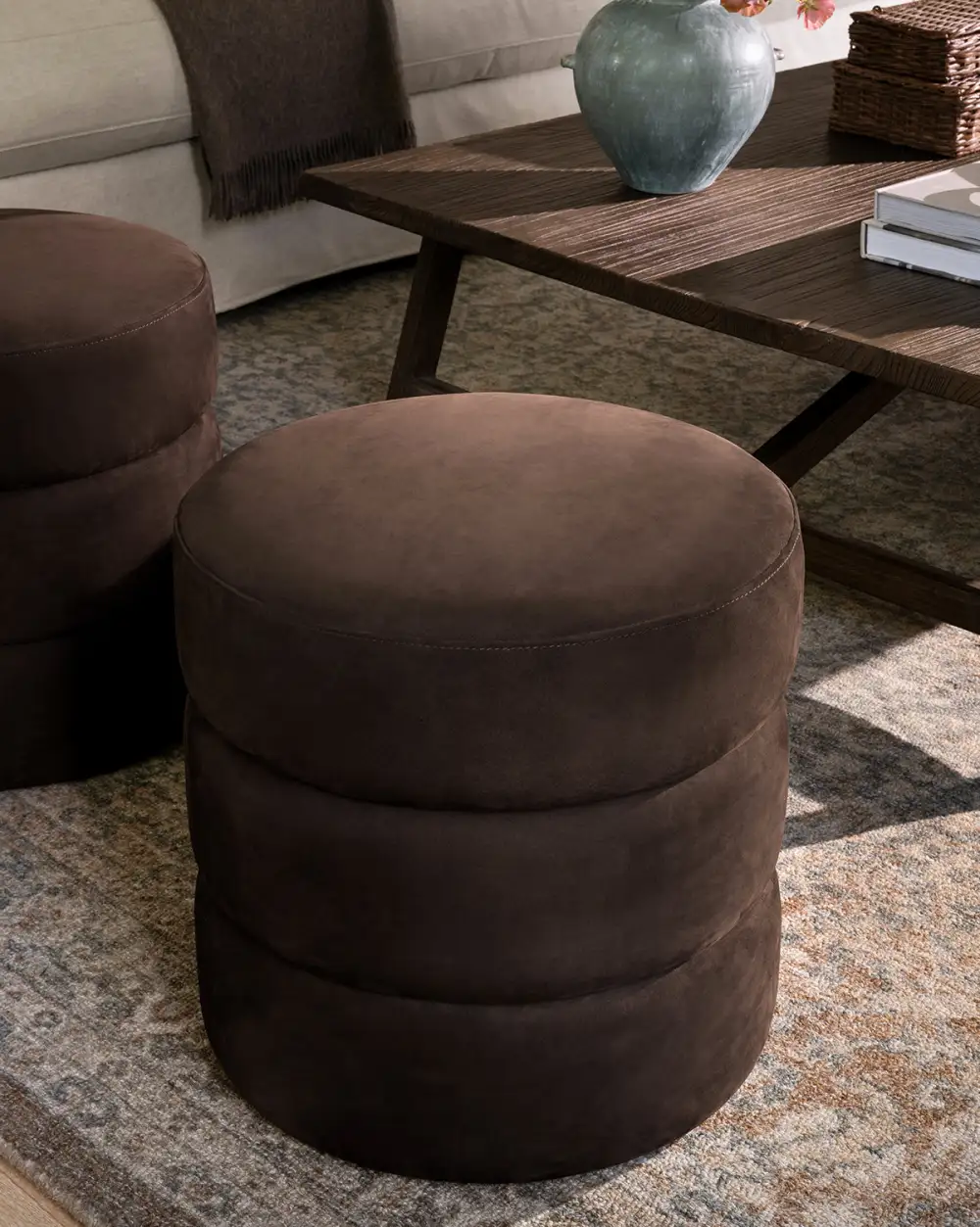 Modern Leather Ottoman
