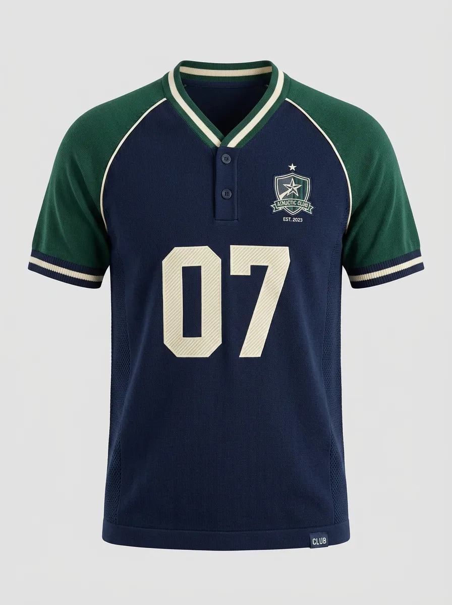 Men's Athletic Club Number 07 Printed V-neck Jersey Shirt