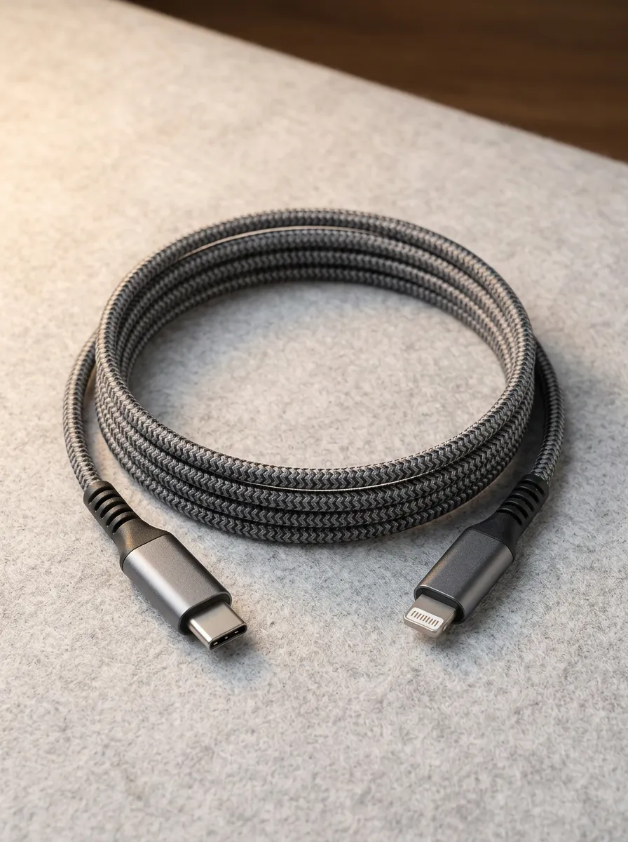 Grey Braided USB-C to Lightning Charging Cable