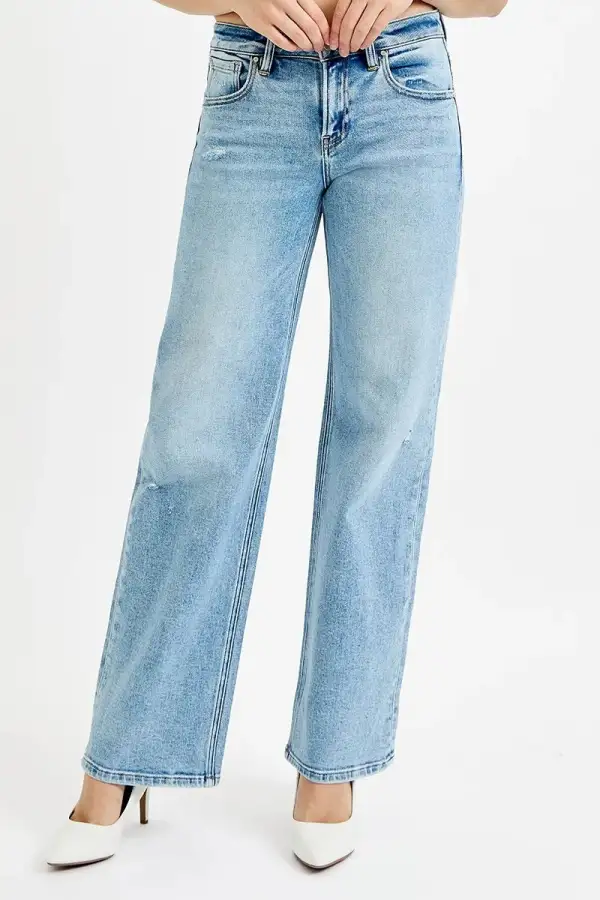 Low Rise Distressed Denim Jeans