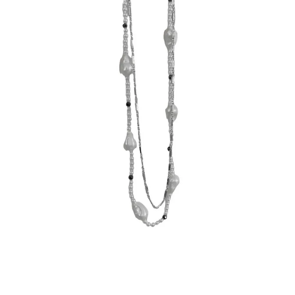 Layered Double Pearl Choker Necklace