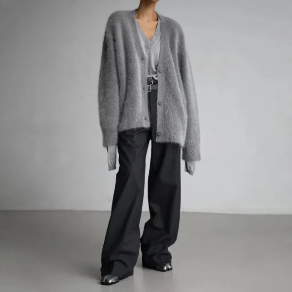 Relaxed Fit Fluffy Knit Cardigan