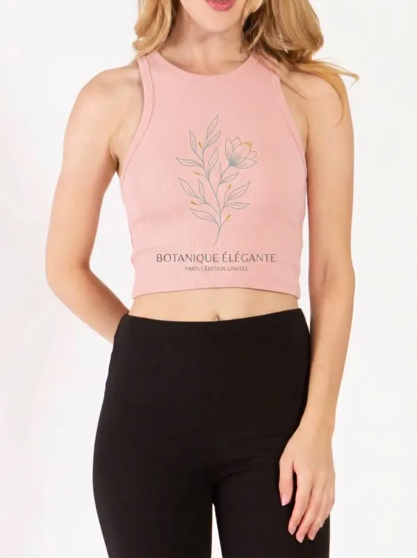 Women's Botanical Paris Floral Line Art Printed Tank Top