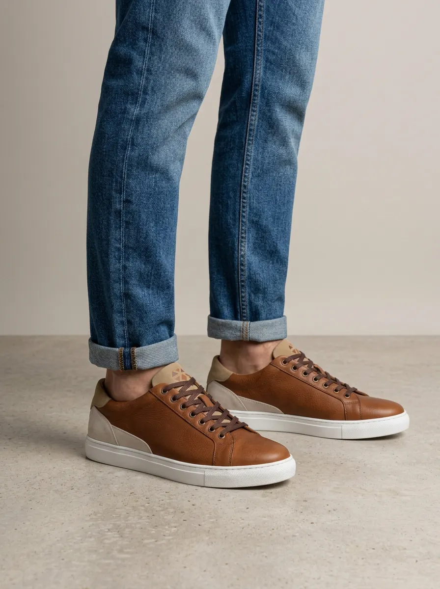 Men's Minimalist Leather Suede Patch Printed Casual Shoes