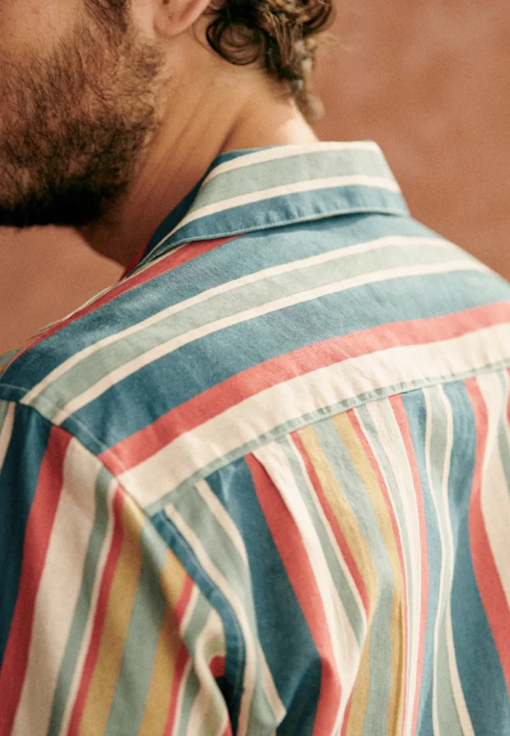 Multicolor Bold Stripe Short Sleeve Camp Shirt