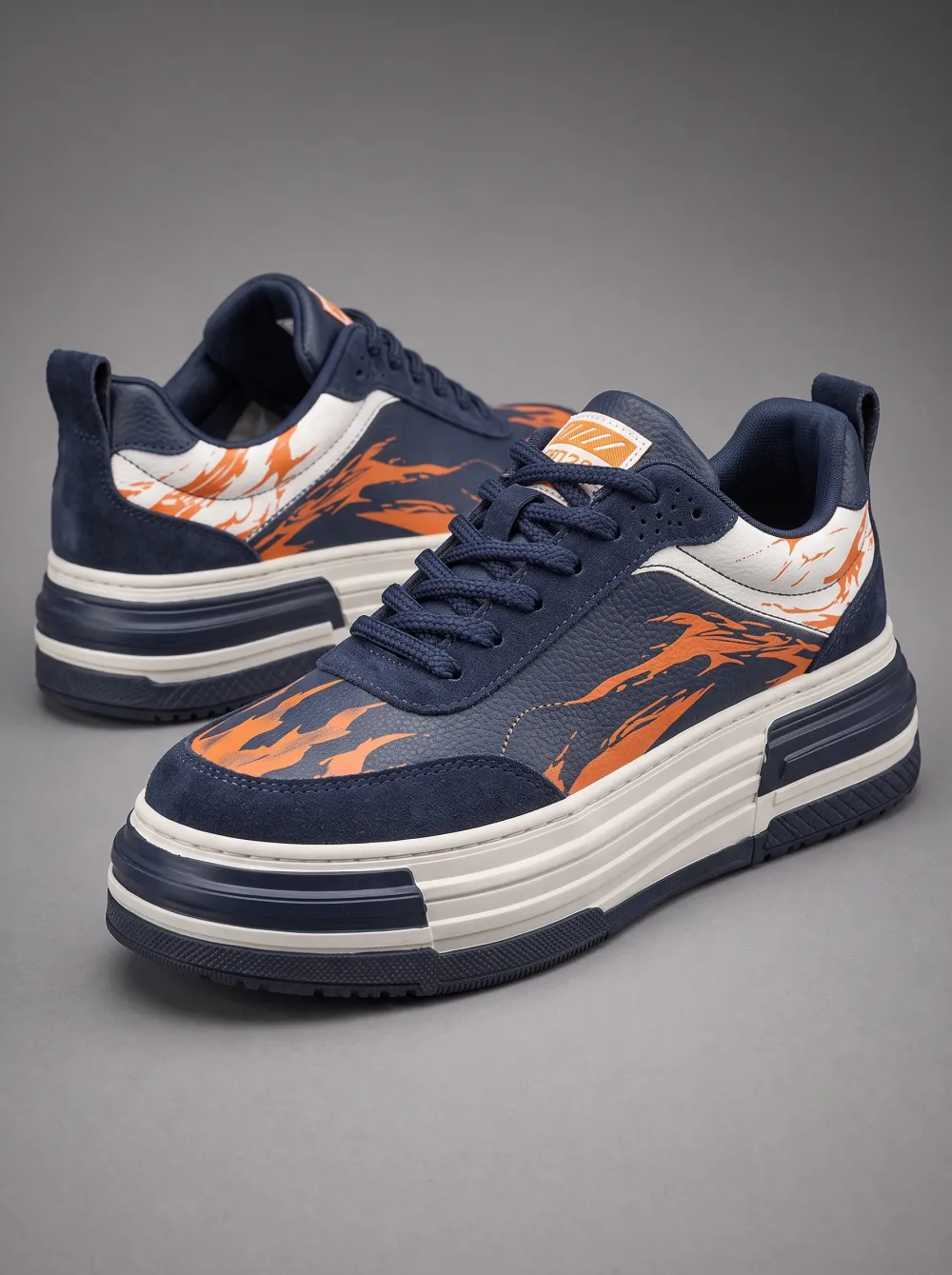 Abstract Brushstroke Platform Skate Sneakers