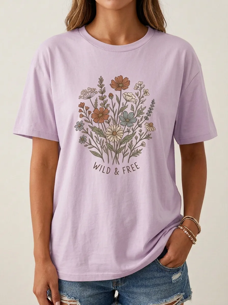 Wild And Free Boho Floral Bouquet T-Shirt
