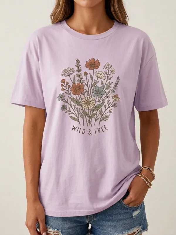 Wild And Free Boho Floral Bouquet T-Shirt