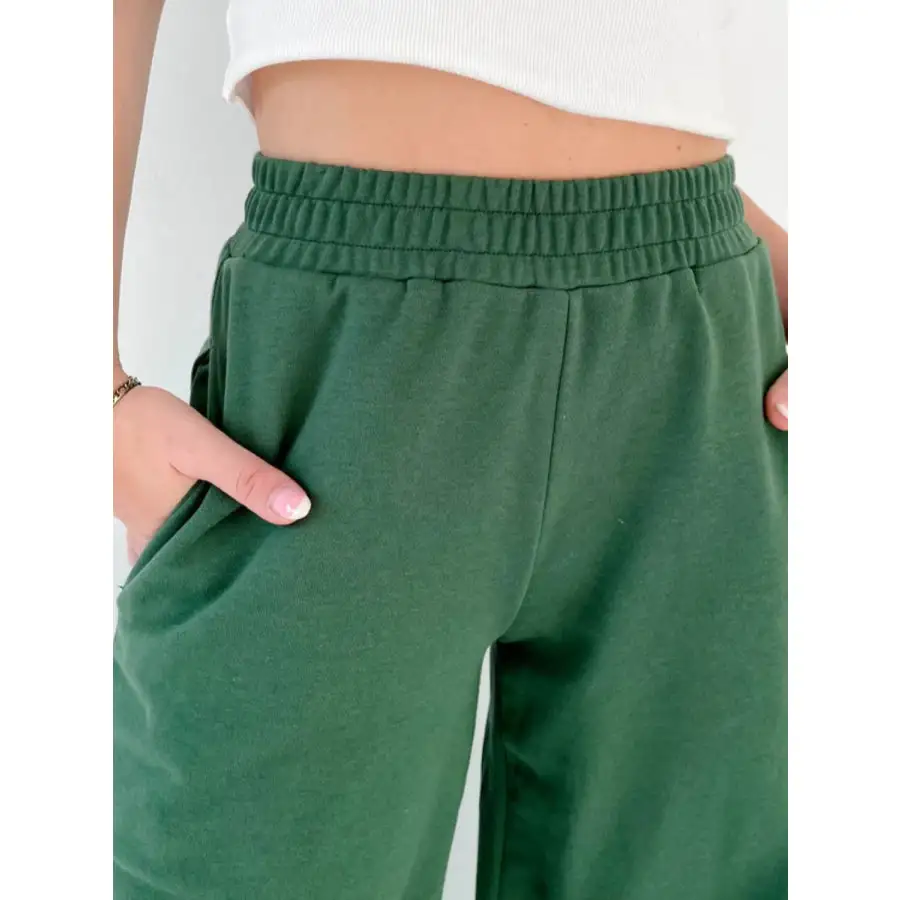 Classic Elastic Waist Wide Leg Pants