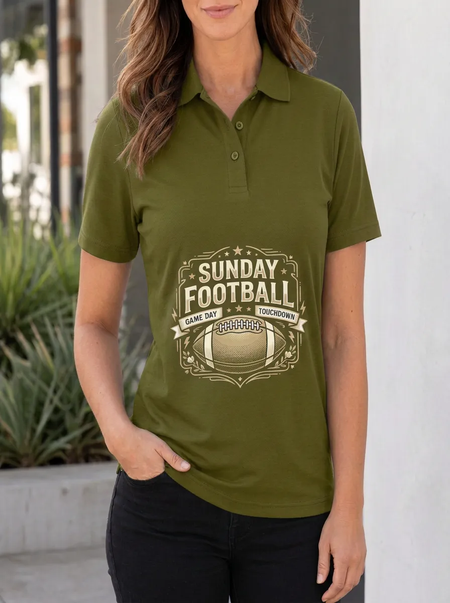 Sunday Football Game Day Touchdown Graphic Polo Shirt