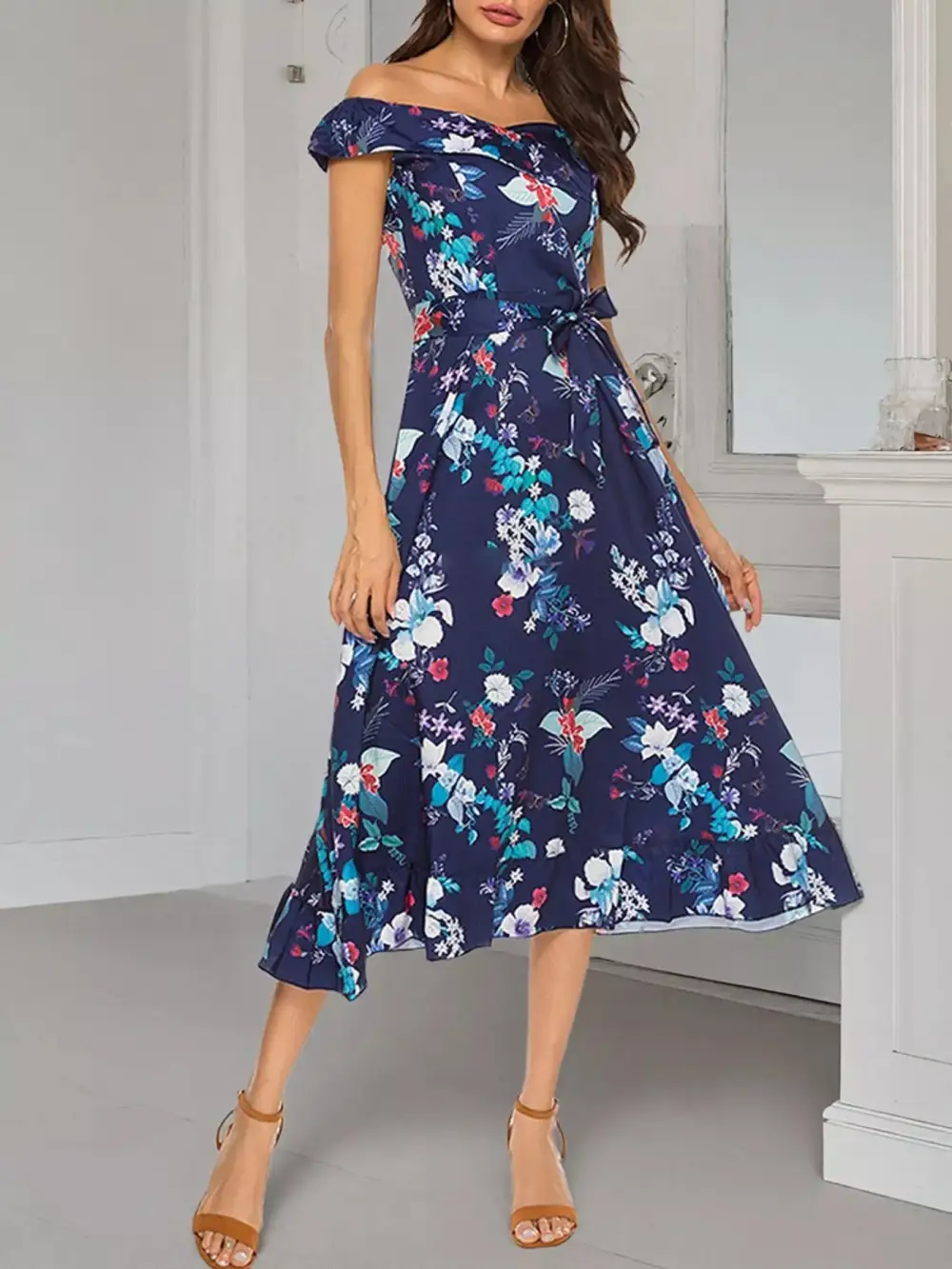 Shoulder Off Shoulder Midi Dress
