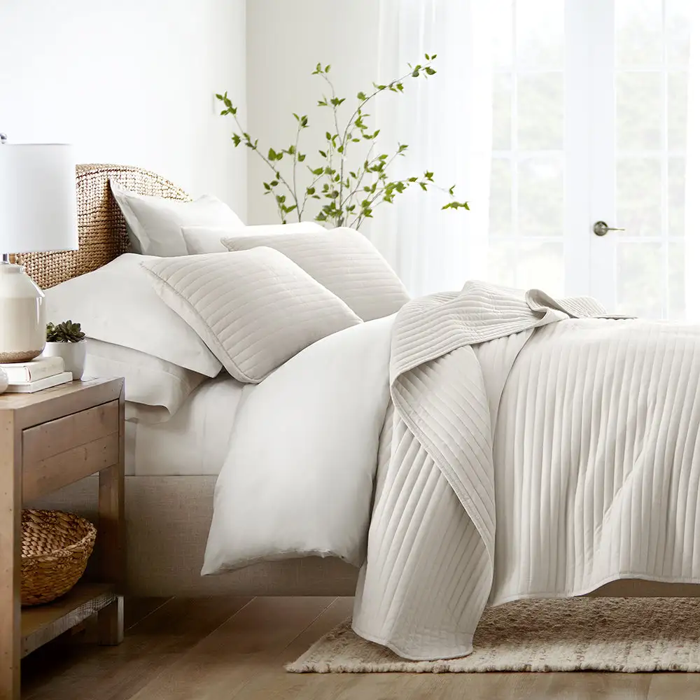 Stripe Stitch Quilted Coverlet Set