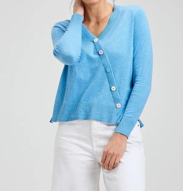 Cotton Silk V-Neck Button-Front Sweater