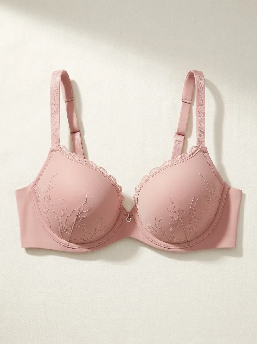 Modern Lace Embroidered Floral Detail Women's Bra
