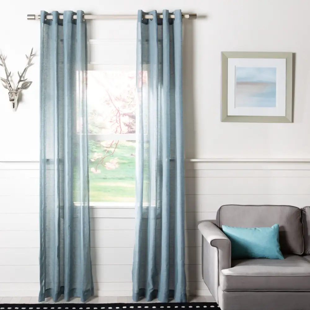 Sheer Linen-Blend Eyelet Curtain Panel