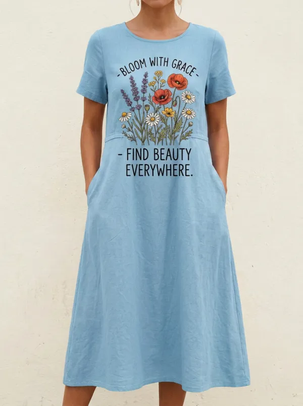 Floral Quote Bloom With Grace Dress