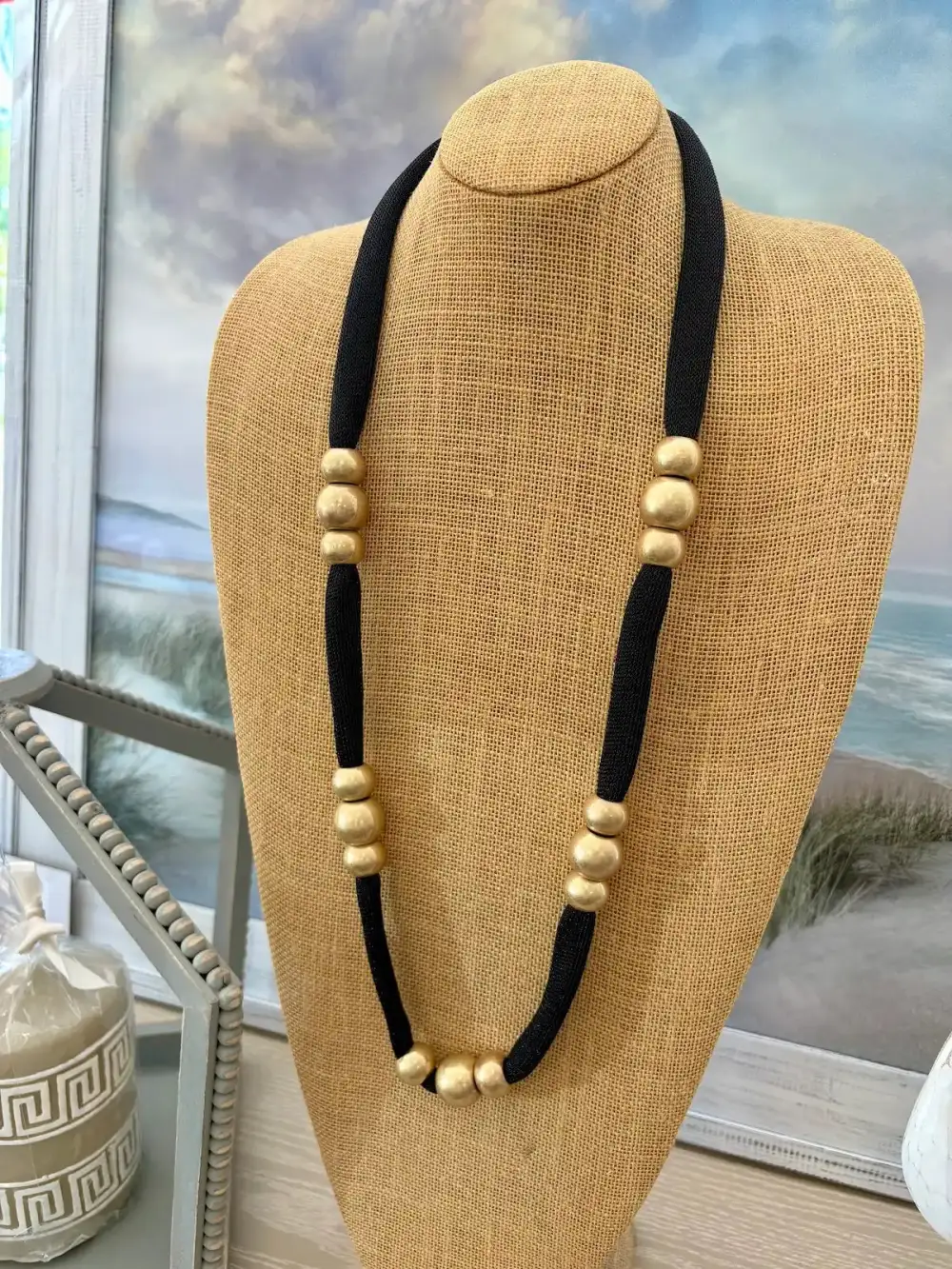 Beaded Mesh Statement Necklace