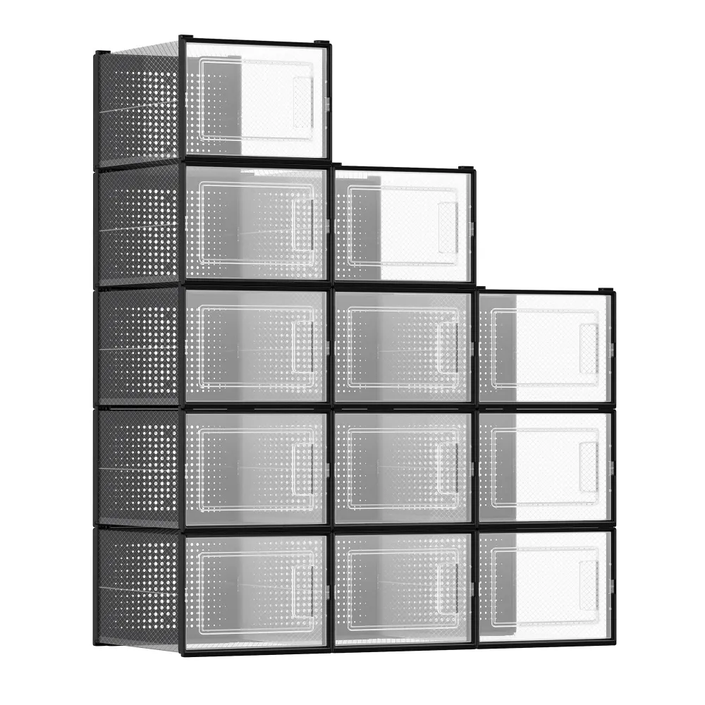 Versatile Stackable Front Opening Clear Front Shoe Storage Box
