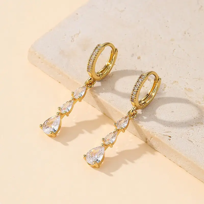 Triple Pear Cut Crystal Drop