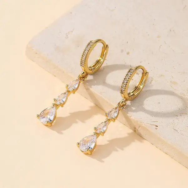Triple Pear Cut Crystal Drop