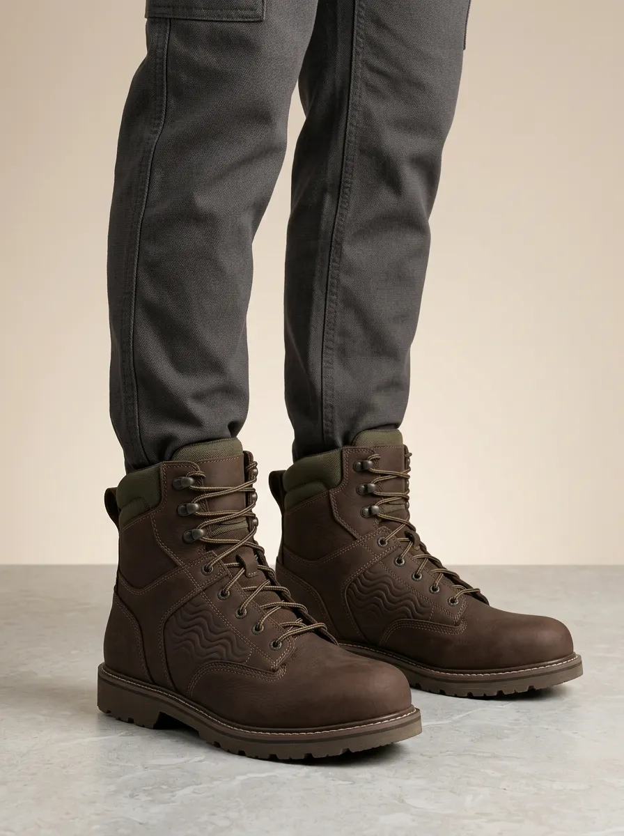 Unisex Wavy Texture Pattern Print Work Boots