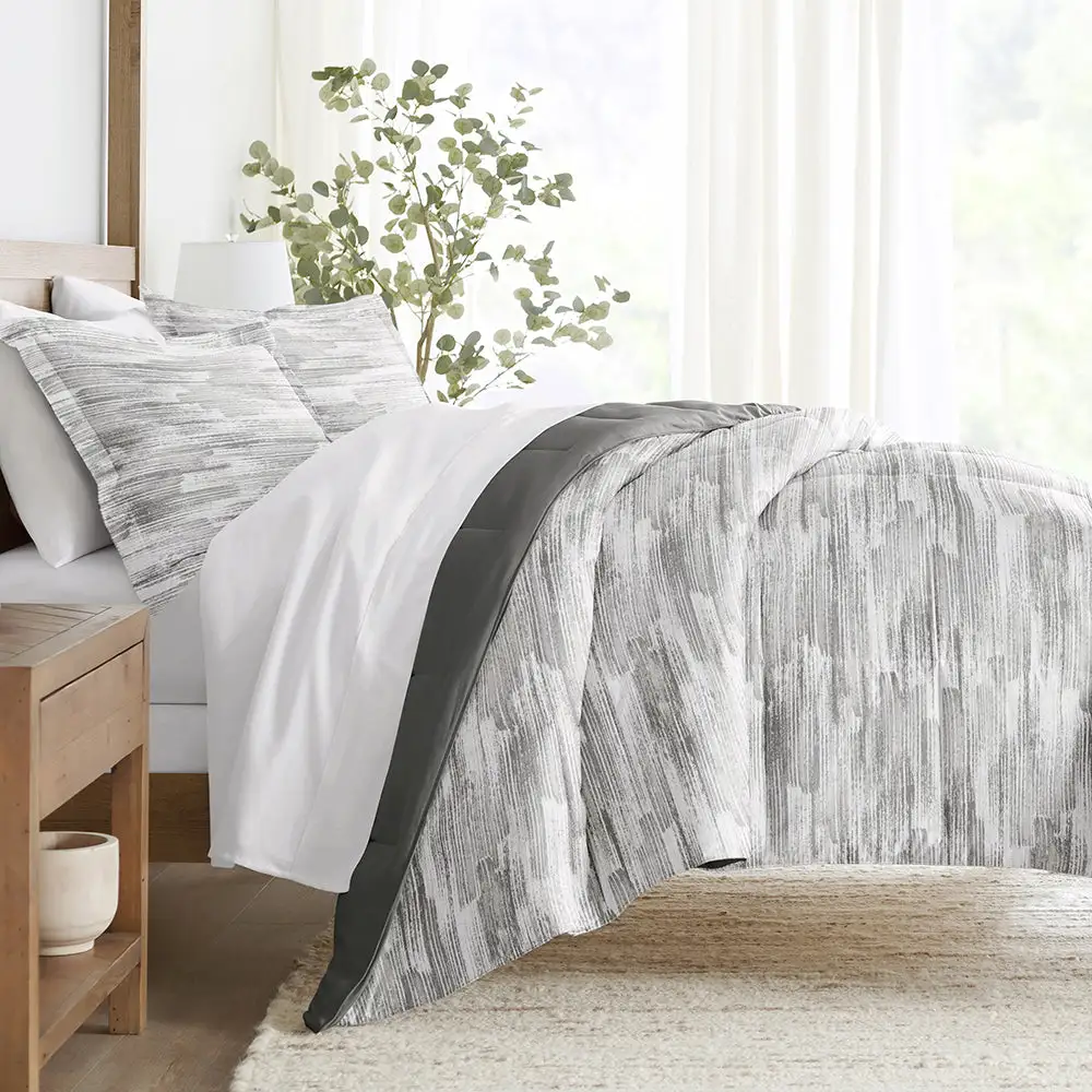 Textured Stripe Reversible Down Alternative Comforter Set