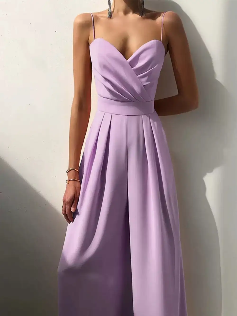 Plus Size Spaghetti Strap Wide Leg Accessory