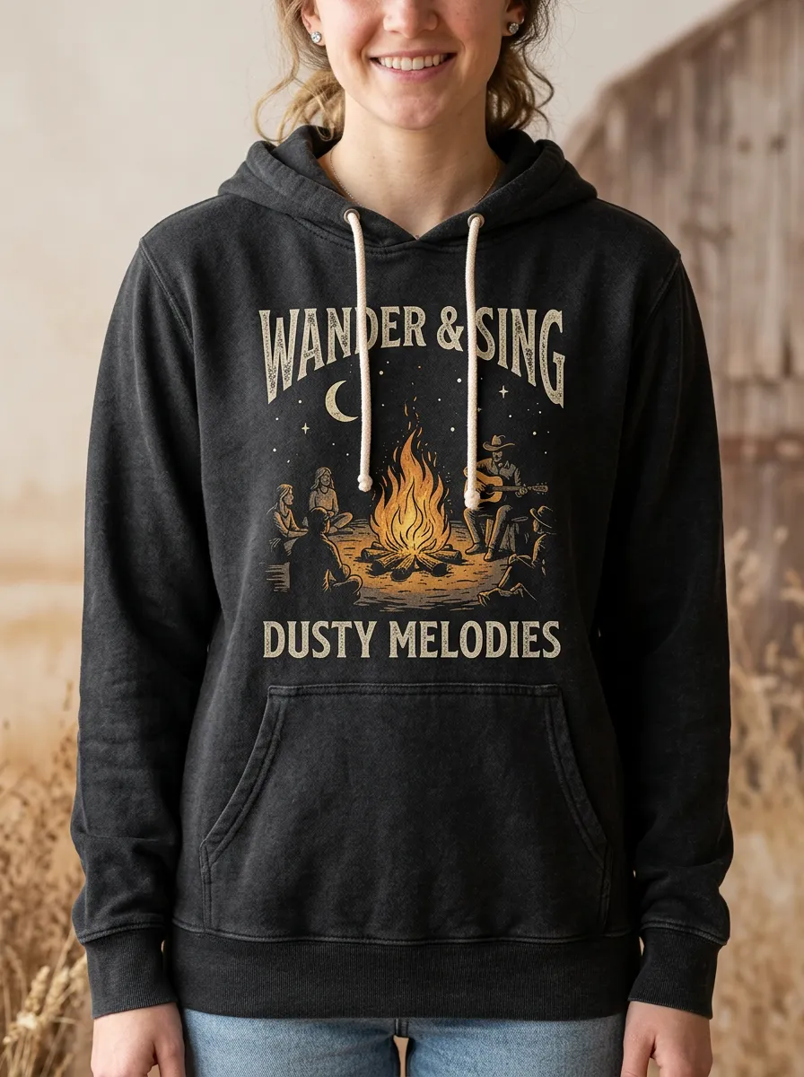 Country Music Campfire Guitar Design Hoodie