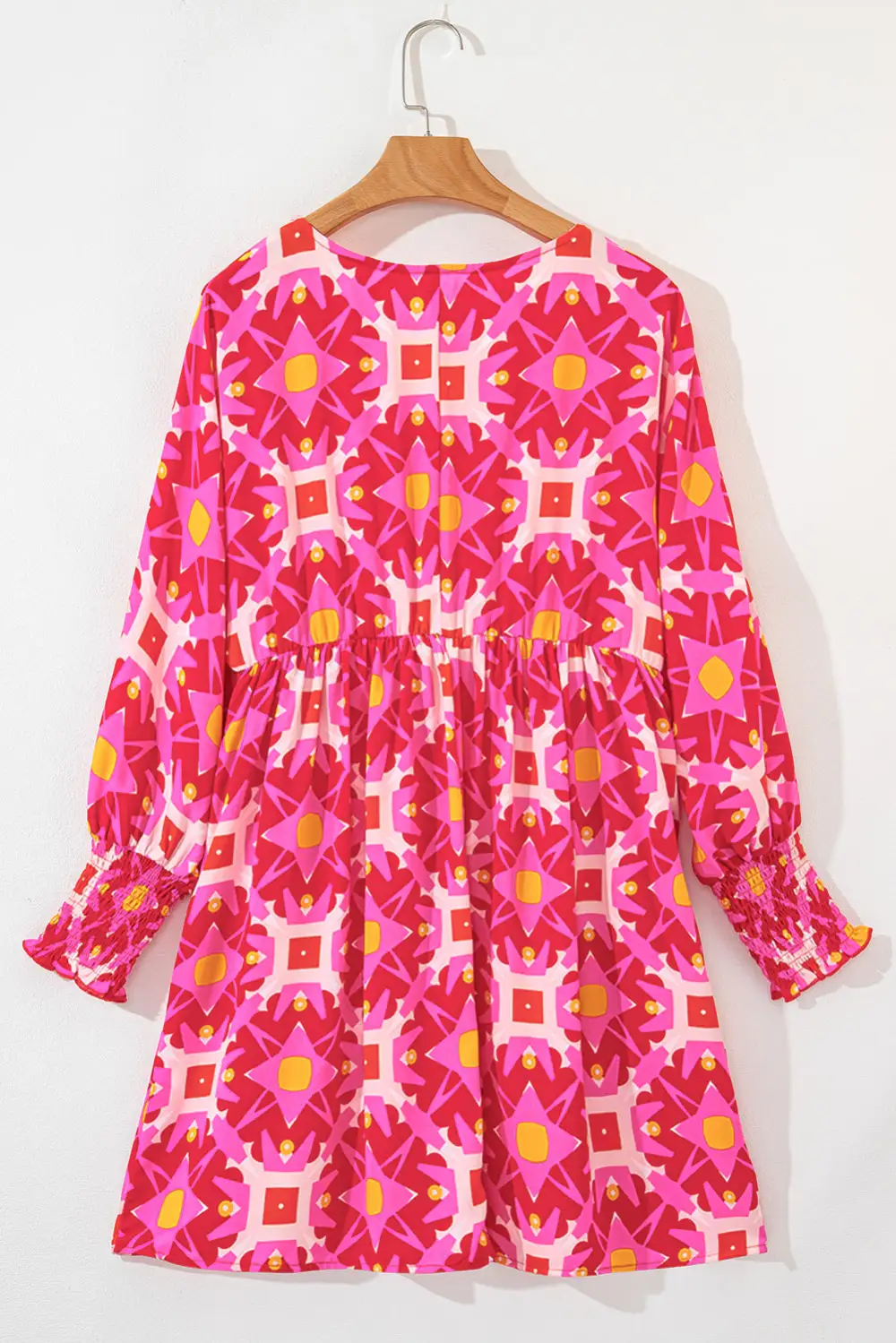 Smocked Long Sleeve Mini Dress