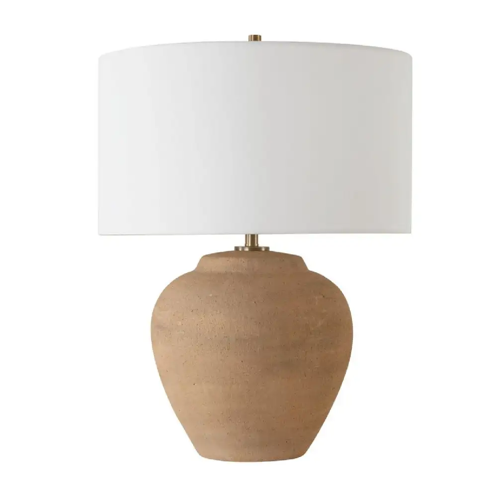 Organic Brass Linen Stone Table Lamp