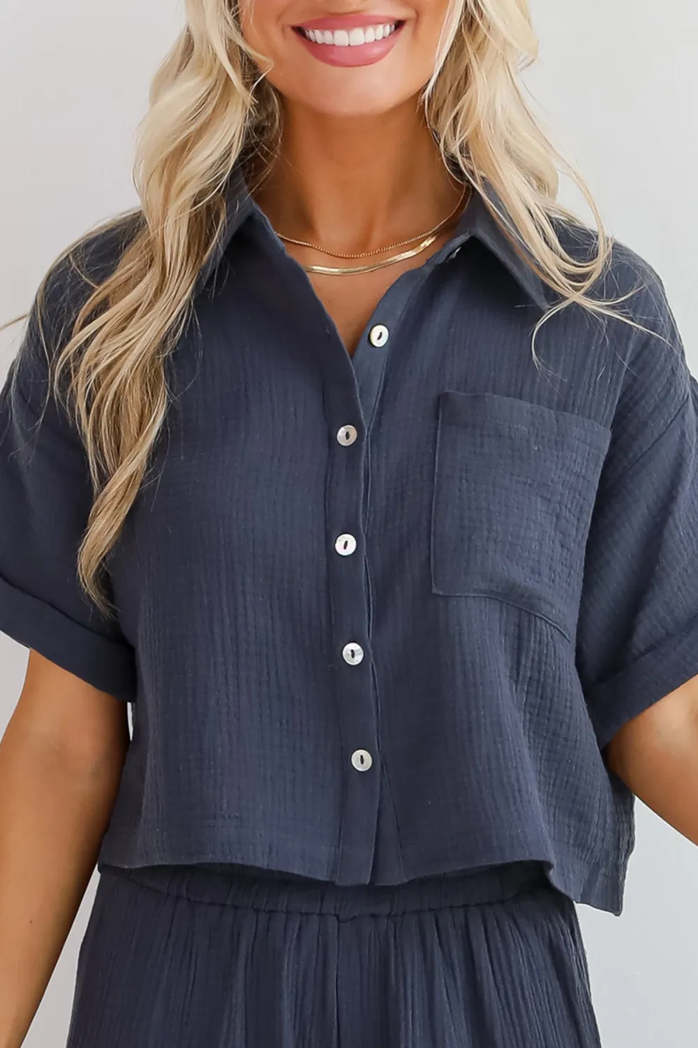 Charcoal Linen Blouse