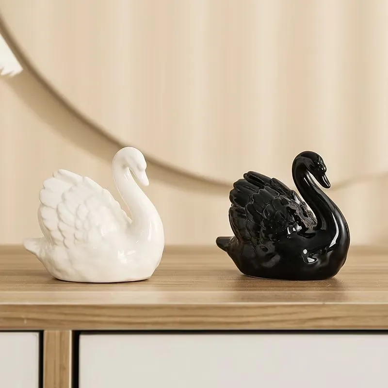 Black & White Swan Figurine Set