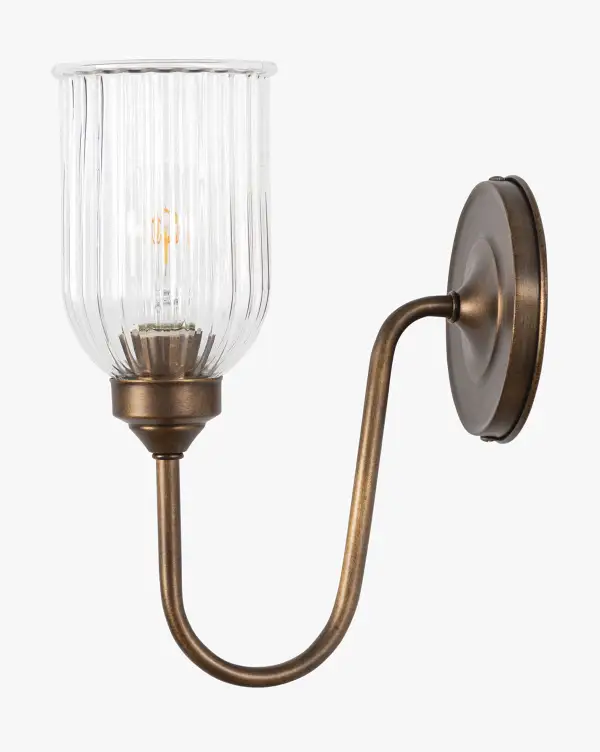 Reeded-Detail Curved-Arm Wall Sconce