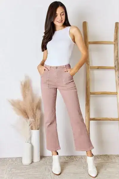 High Rise Ankle Flared Denim Jeans