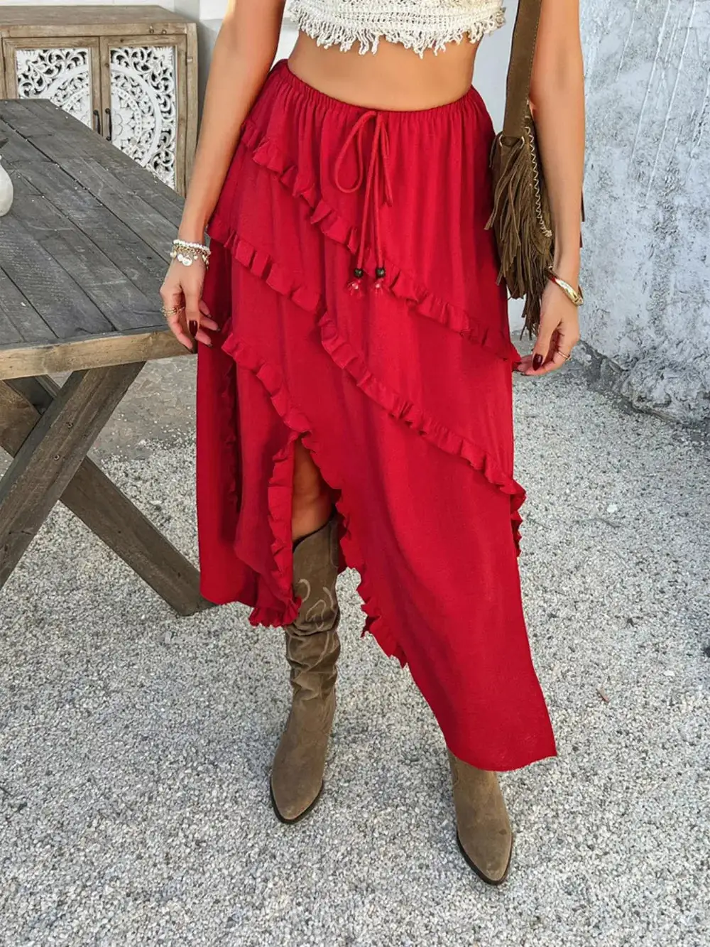 Sequin Drawstring Skirt