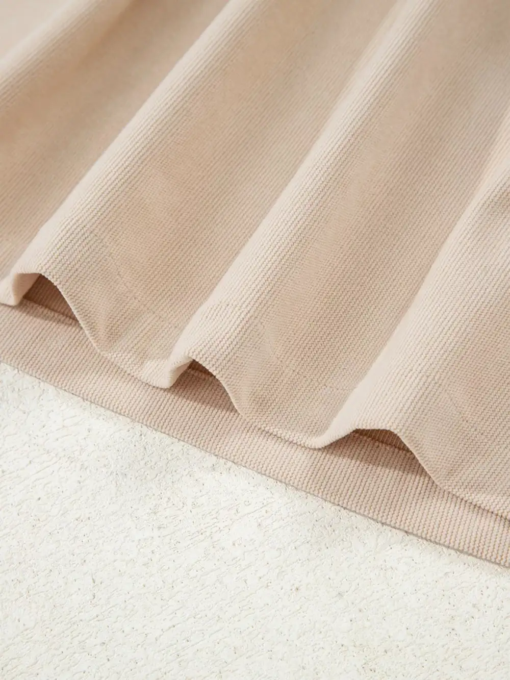 Polished Detail Corduroy Half Button Long Sleeve Mini Dress