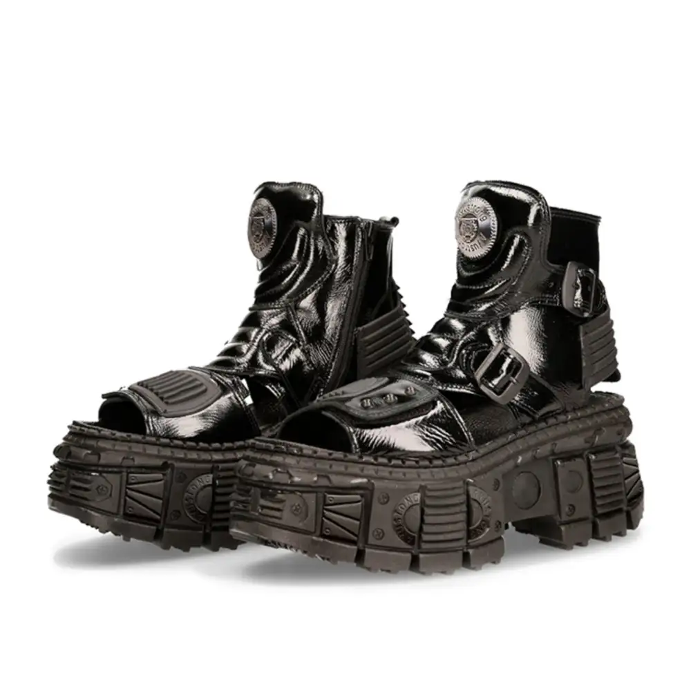 Chunky Sole Metallic Design Ankle Boots